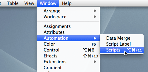 Scripts menu screenshot